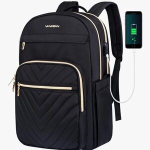 Vankean Black Backpack with USB Charging Port
